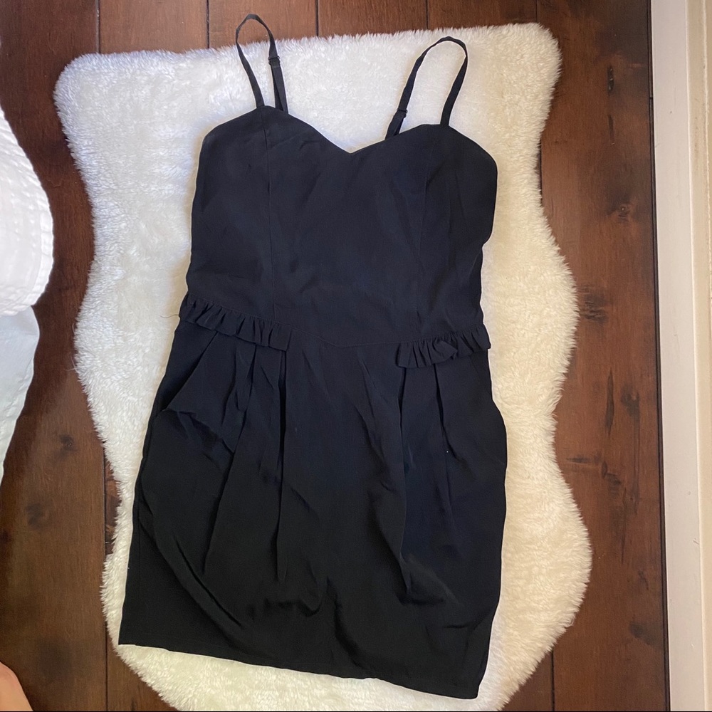 Thin strap mini black dress